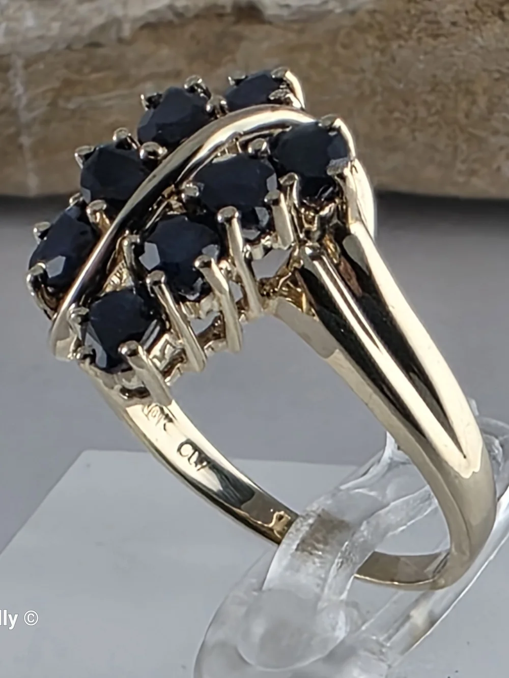 10K Yellow Gold Blue Sapphires Gemstones Ring Size 7 - Solid Gold 👌🎁